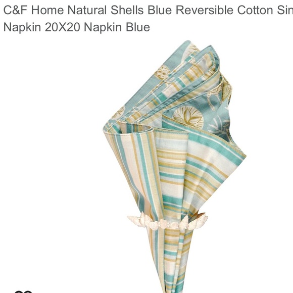 C&F Home Pattern Natural Shell Blue Reversible Cotton 
Napkin Set 20X20 Set of 5 - Picture 2 of 9